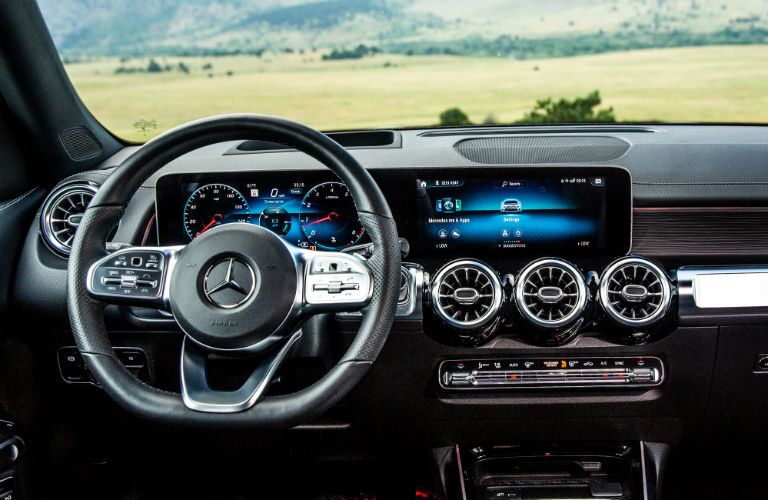 2020 MB GLB interior front cabin steering wheel and dashboard