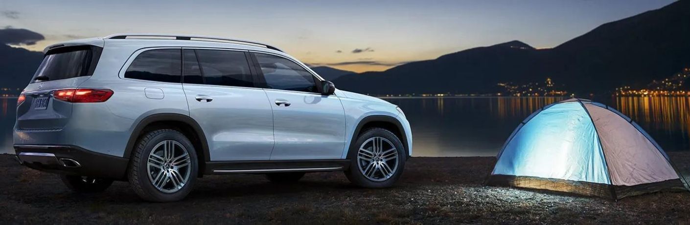 2025 Mercedes-Benz GLS 580 SUV parked near campsite