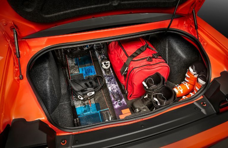 Rear cargo area view of the 2018 Dodge Challenger