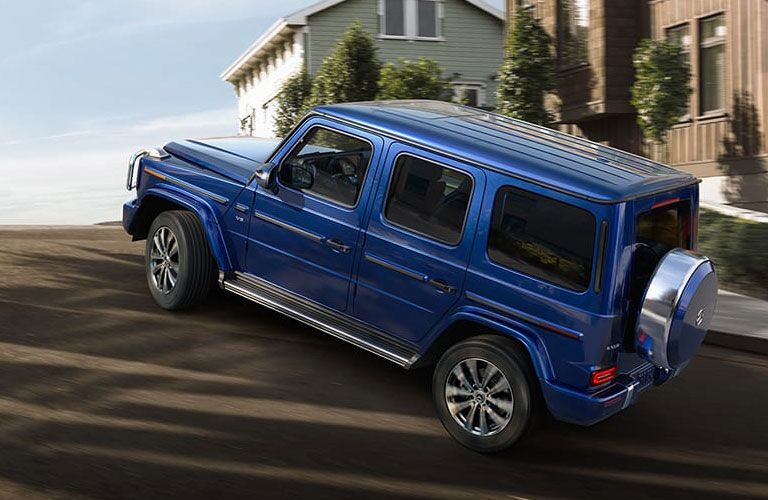 2021 MB G-Class exterior rear fascia driver side on hill