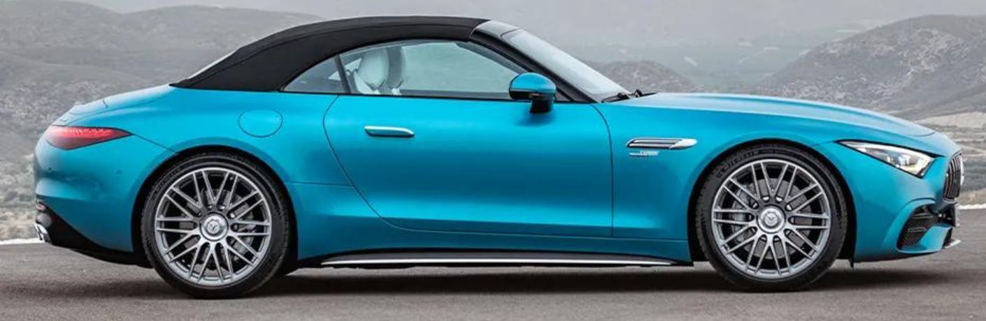 Side view of the 2024 Mercedes-Benz AMG SL 43 Roadster Blue