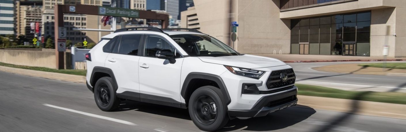 2022 Toyota RAV4 White driving on the road