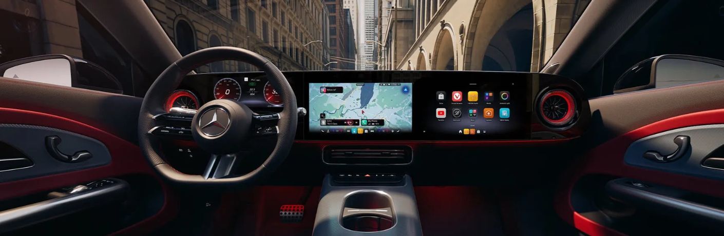 2026 Mercedes-Benz CLA 250 interior with steering wheel view