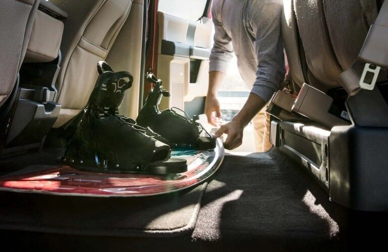 Loading cargo in rear floor area of 2019 Ford F-150 Lariat