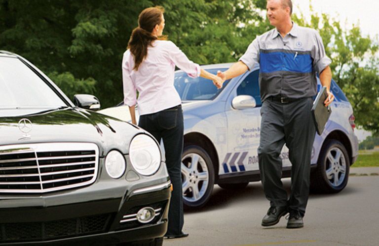 Mercedes-Benz with roadside towing