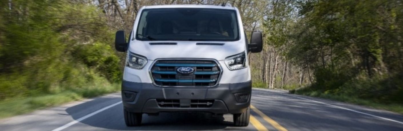 2025 Ford Transit front view on a road