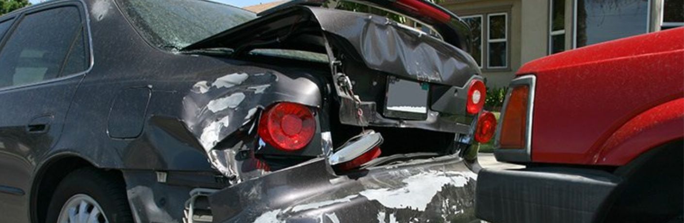 View of two cars after a collision