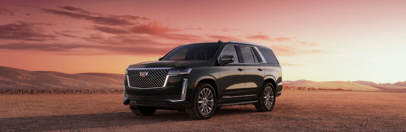 front and side view of a 2023 Cadillac Escalade