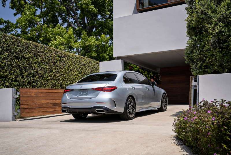A rear exterior view of the 2026 Mercedes-Benz C 300 Sedan