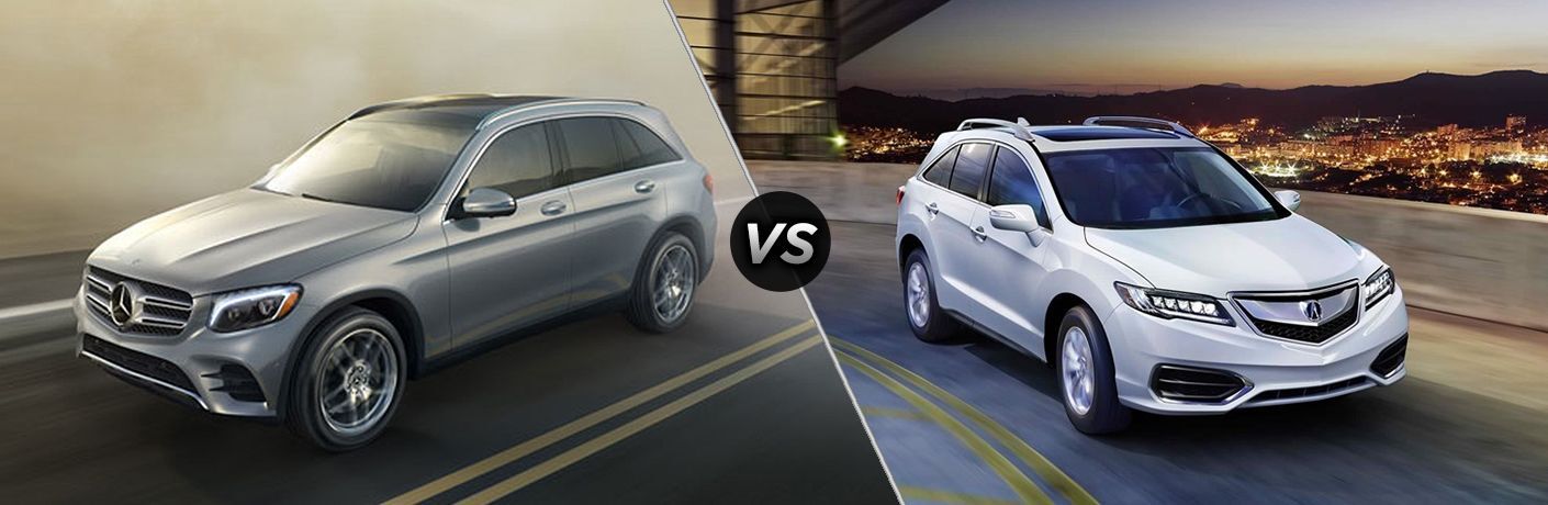 2018 GLC SUV in silver vs 2018 RDX in white