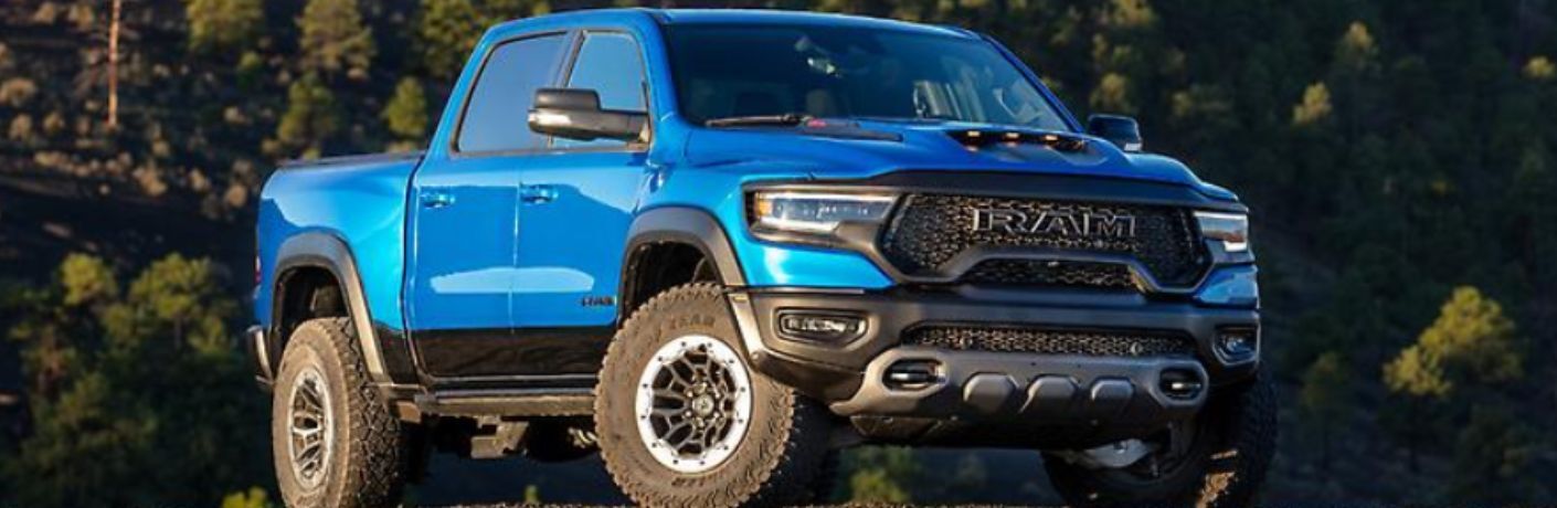 Front-quarter view of the 2023 Ram 1500 Blue