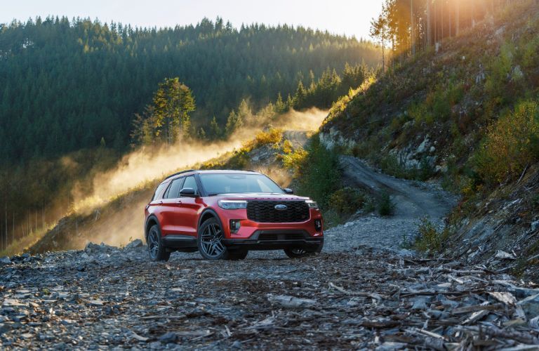 2025 Ford Explorer ST parked by mountains