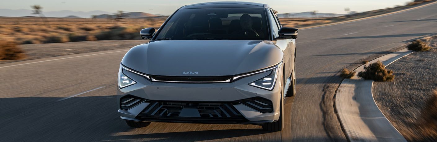 2025 Kia EV6 front view on a curved road