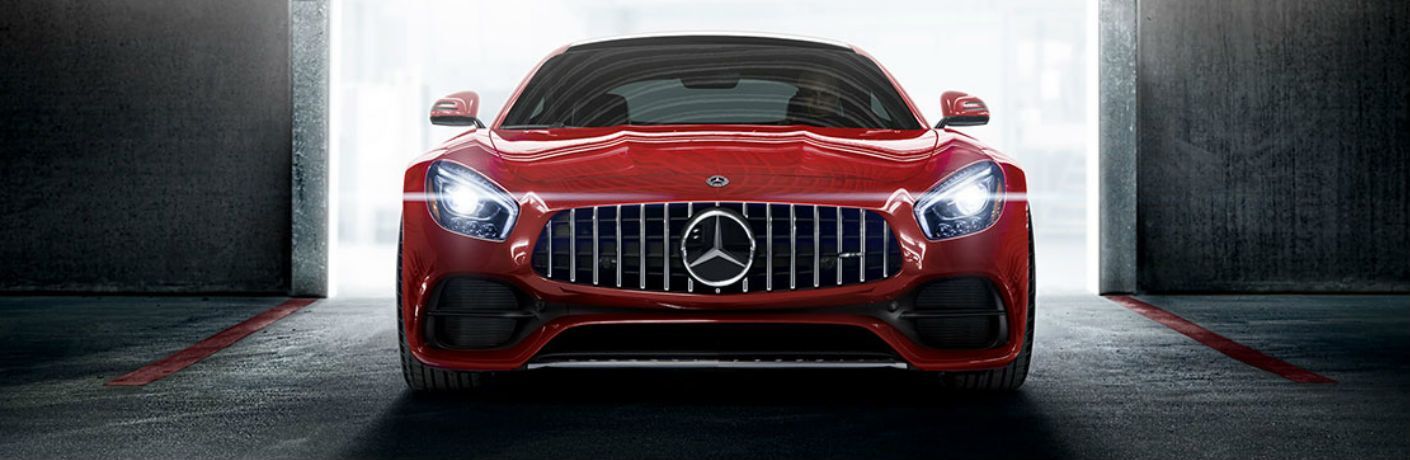 front view of red Mercedes-AMG GT C Coupe