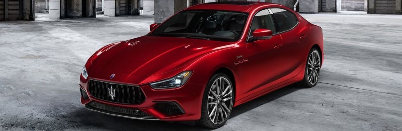 Maserati parked in a garage