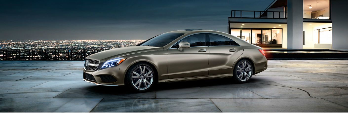2016 mercedes-benz cls overlooking city lights