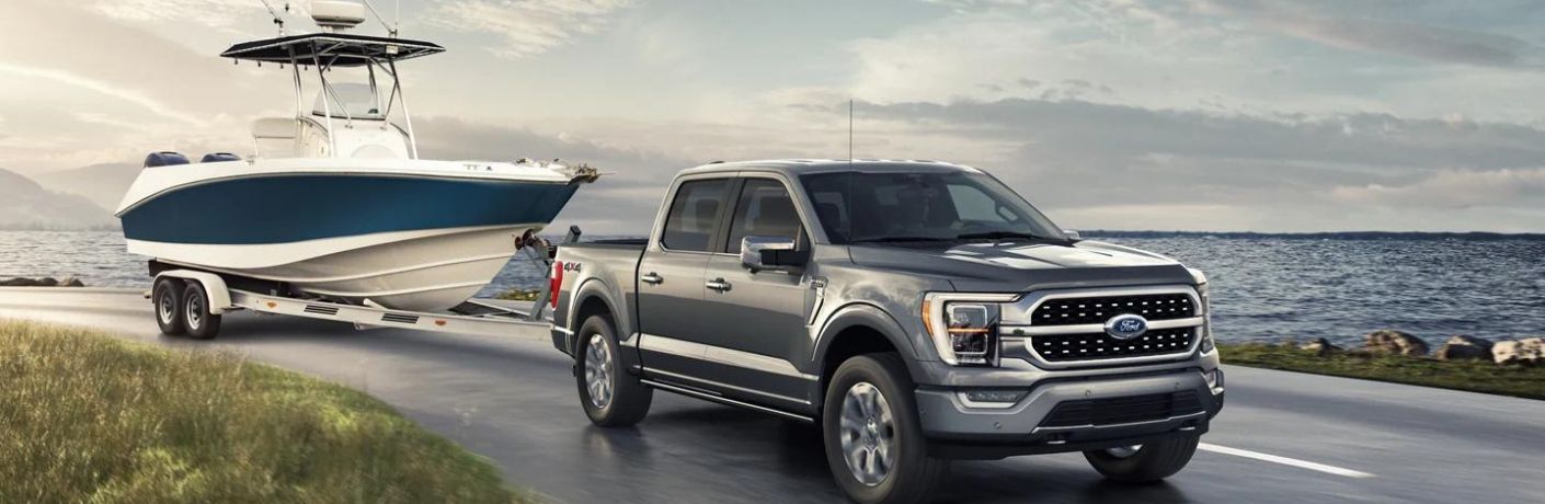 2021 Ford F-150 towing a boat