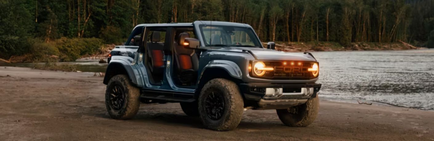 2026 Ford Bronco front and side angle on a beach