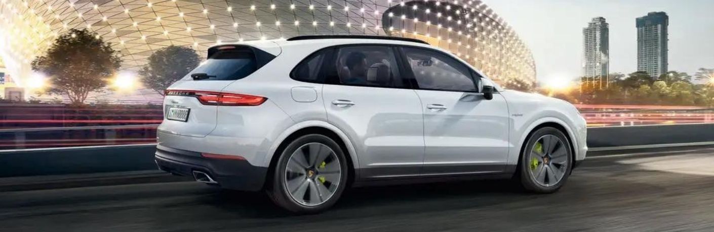 2022 Porsche Cayenne White driving on the road