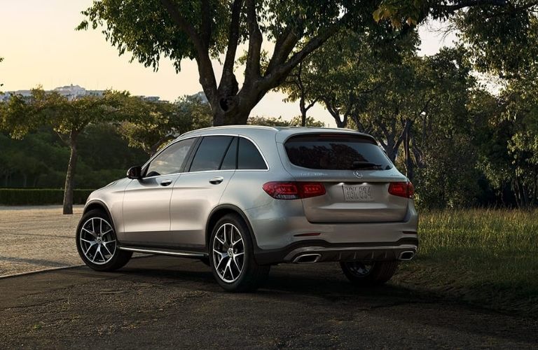 Silver 2022 Mercedes-Benz GLC Rear Exterior in a Driveway
