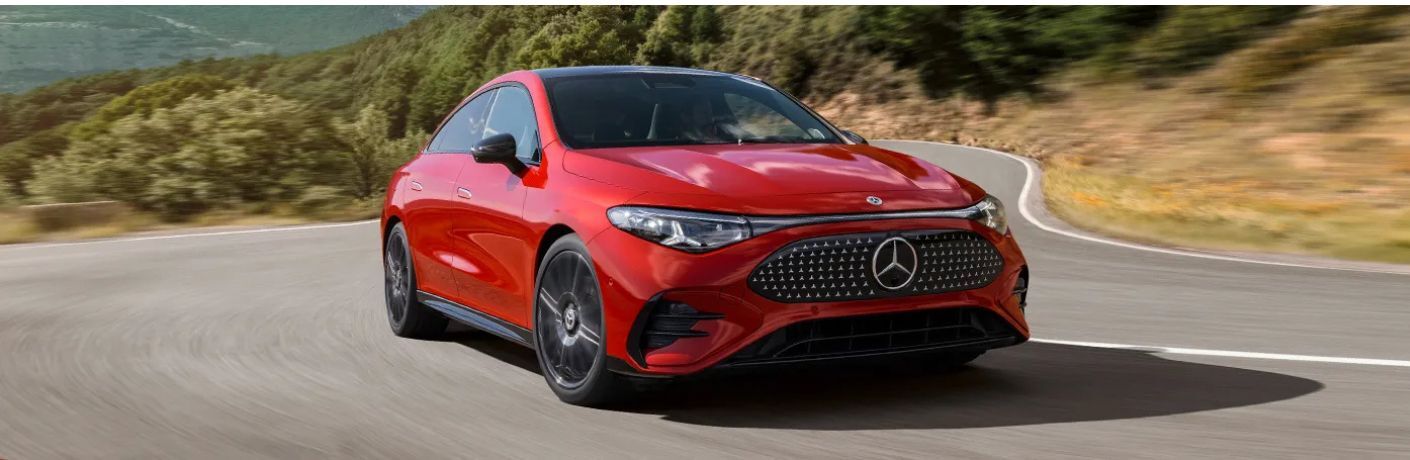 2026 Mercedes-Benz CLA EV on a mountain road