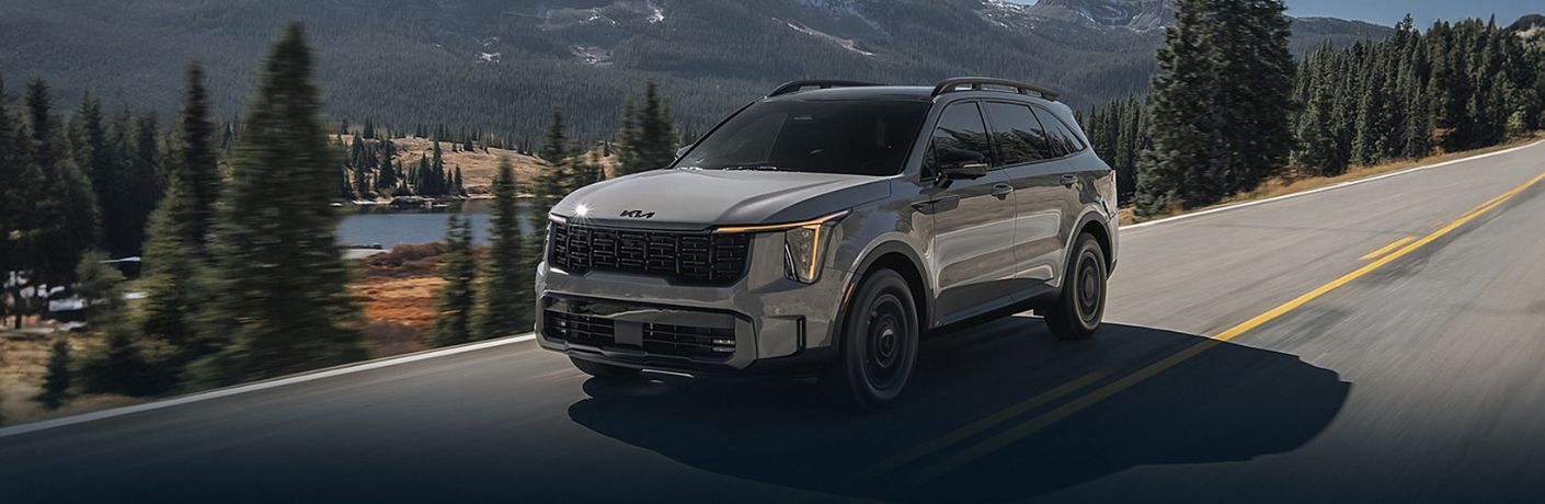 2025 Kia Sorento front view on a road