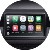 Circle image of the touchscreen display with Apple CarPlay® inside a 2019 Kia Niro