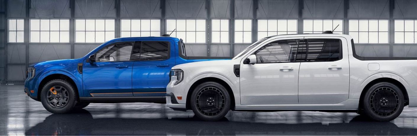 two 2025 Ford Maverick trucks parked side by side