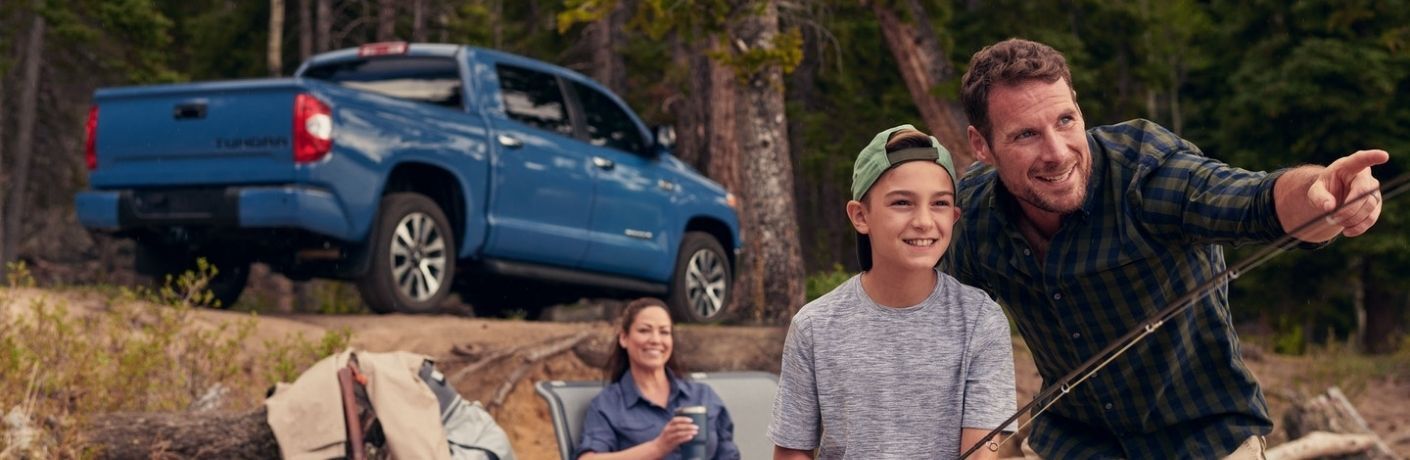 2021 Toyota Tundra parked with a family