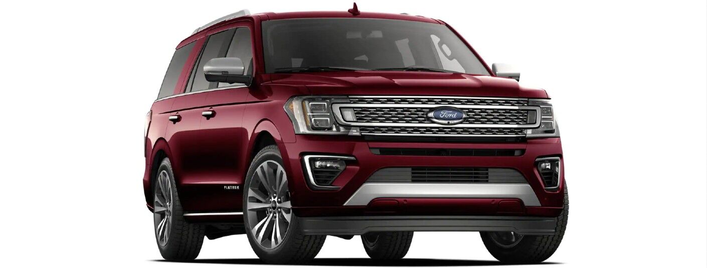 Red 2020 Ford Expedition Platinum on white background