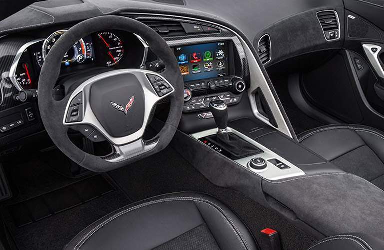2017 Chevy Corvette interior front in black