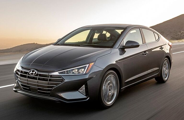 front and side view of gray 2019 hyundai elantra