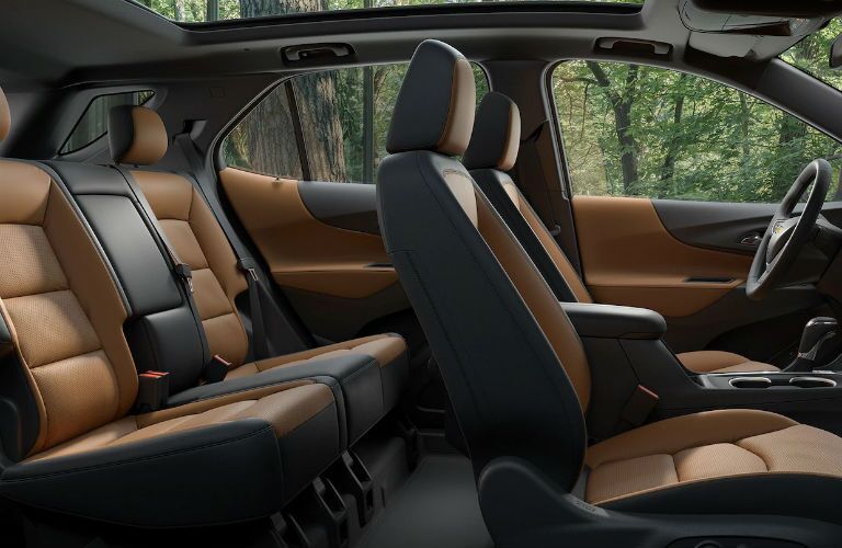 side view of interior seating of 2019 chevy equinox including front and rear seats