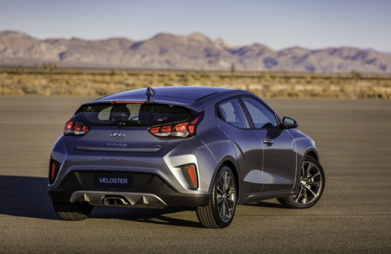 rear bumper view of gray 2019 hyundai veloster