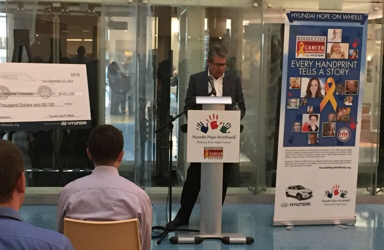 Hyundai Hope on Wheels Handprint Ceremony Donation