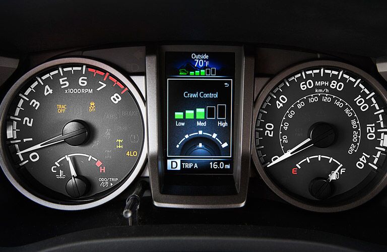 The interior of the 2016 Toyota Tacoma Palo Alto is high-tech.