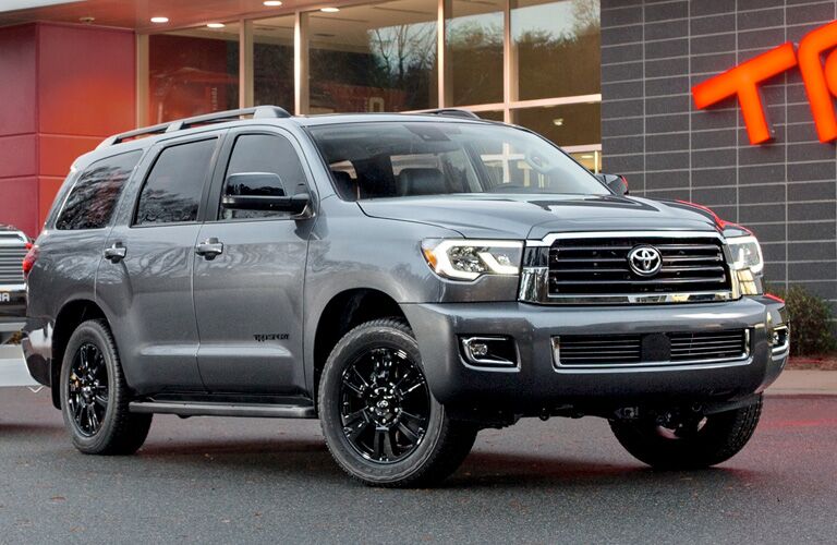 Profile view of silver 2019 Toyota Sequoia