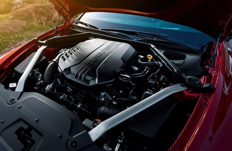 kia stinger engine, hood open