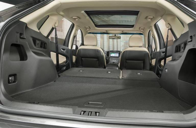 A view looking into the back of a 2018 Ford Edge showing how much cargo space is available