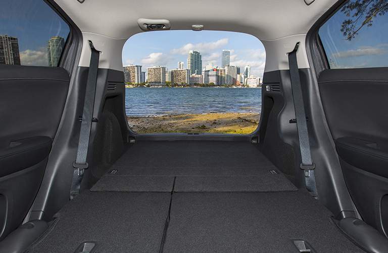 Looking out the rear door of the 2018 Honda HR-V with all rear seats folded flat