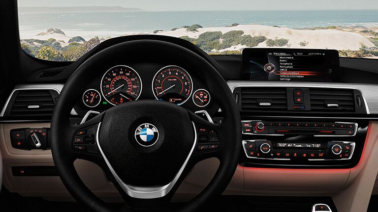 steering wheel and instrumentation on the 2016 BMW 3 Series