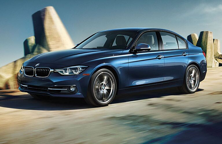 blue 2016 BMW 3 Series sedan offers sporty handling
