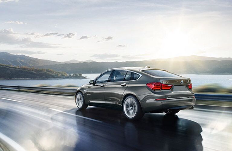 2016 BMW 5 Series on a slick highway