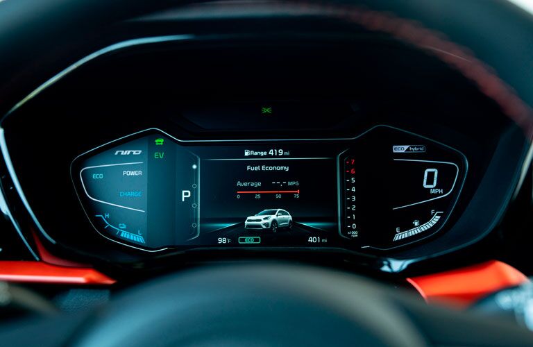 2020 Kia Niro interior closeup of driver's display