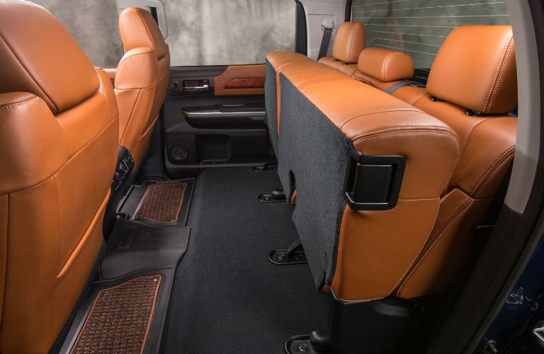 Backseat storage options in double cab and CrewMax versions of 2017 Toyota tundra in Moline, IL