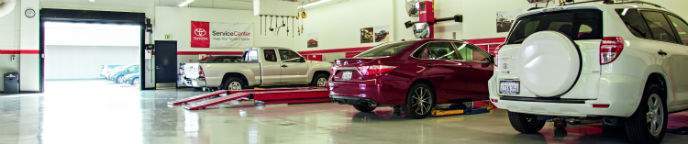 Toyota Service Center Stalls with Vehicles