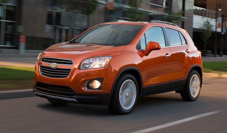 Orange Chevy Trax buzzing through the city