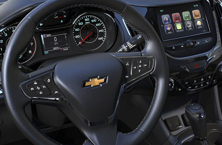 steering wheel and dashboard view on the 2017 Chevy Cruze Hatch Winnipeg, mb