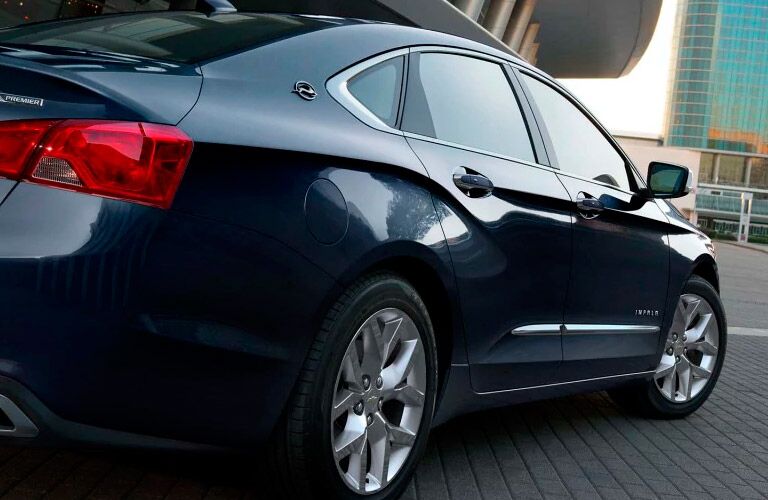 dark blue 2017 Chevy Impala Premier from the rear and the side Winnipeg, mb
