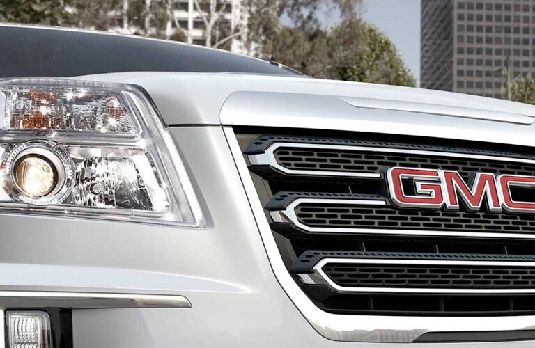 close-up of the 2017 GMC Terrain grille and headlight Winnipeg, MB